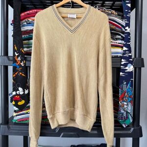 Vintage Tan Puritan V-Neck Sweater Medium Light Wear